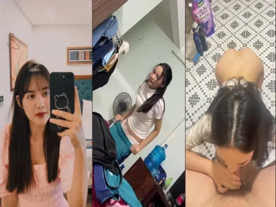 Em sinh viên bướm hồng anh hành em từ phòng tắm đến giường ngủ